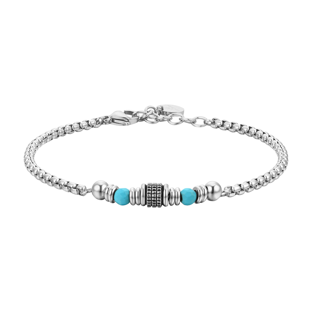 PULSERA DE ACERO PARA HOMBRE PIEDRAS TURQUESA