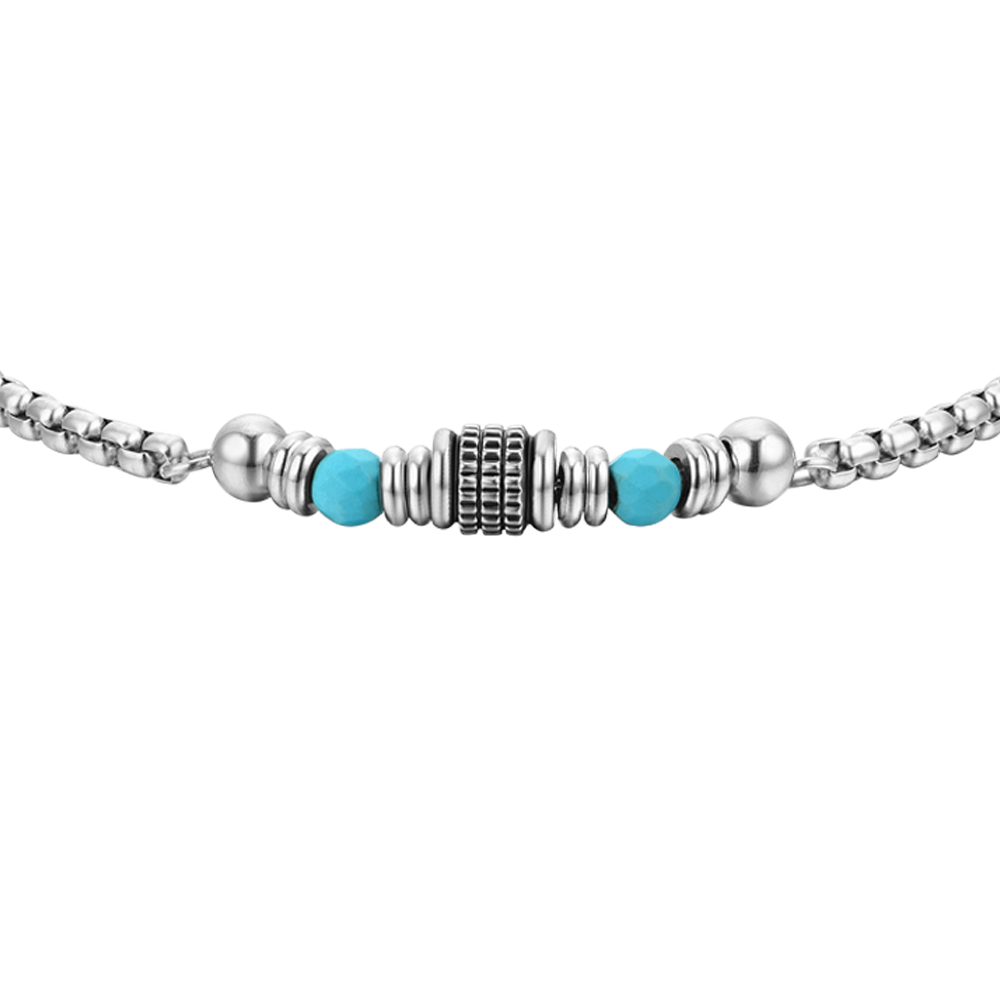 PULSERA DE ACERO PARA HOMBRE PIEDRAS TURQUESA