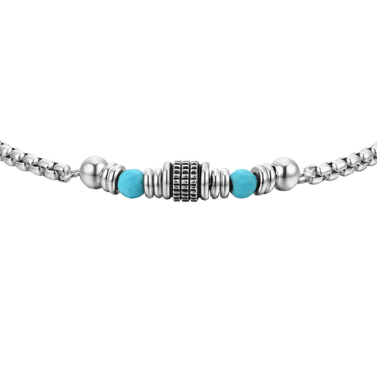 PULSERA DE ACERO PARA HOMBRE PIEDRAS TURQUESA