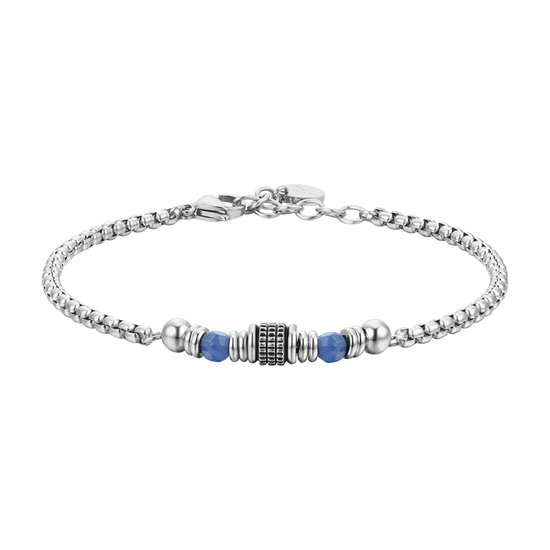 PULSERA DE ACERO SODALITA AZUL PARA HOMBRE