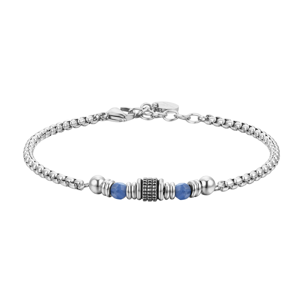 PULSERA DE ACERO SODALITA AZUL PARA HOMBRE