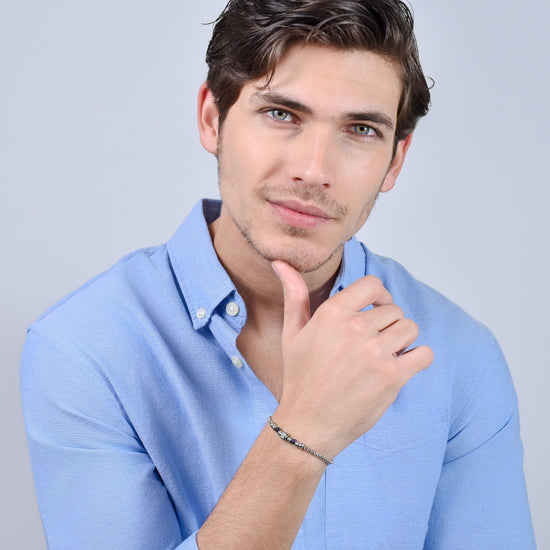 PULSERA DE ACERO SODALITA AZUL PARA HOMBRE