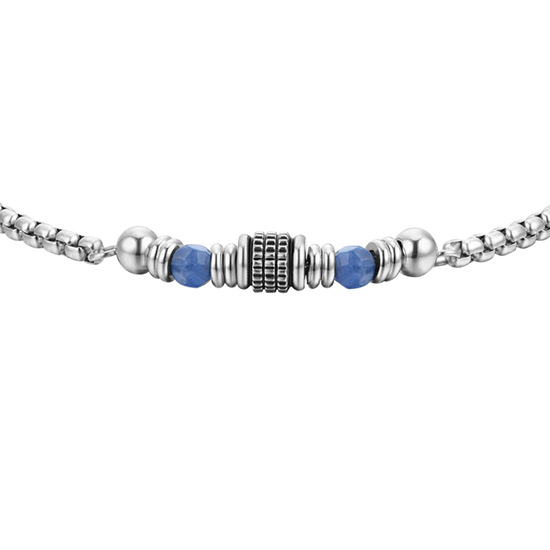 PULSERA DE ACERO SODALITA AZUL PARA HOMBRE