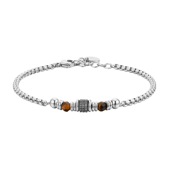 PULSERA DE HOMBRE DE ACERO CON PIEDRA OJO DE TIGRE