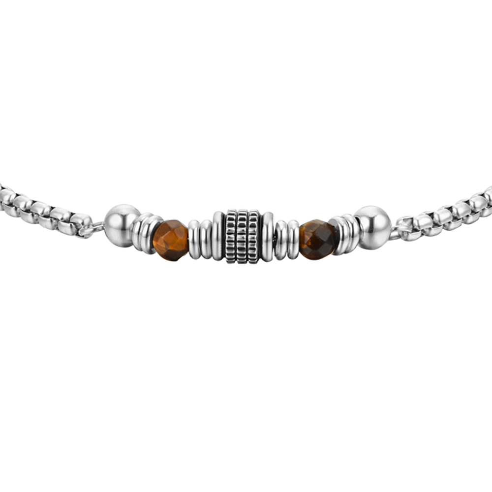 PULSERA DE HOMBRE DE ACERO CON PIEDRA OJO DE TIGRE