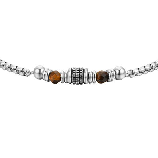PULSERA DE HOMBRE DE ACERO CON PIEDRA OJO DE TIGRE