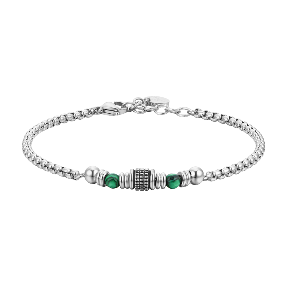 PULSERA DE ACERO MALAQUITA VERDE PARA HOMBRE