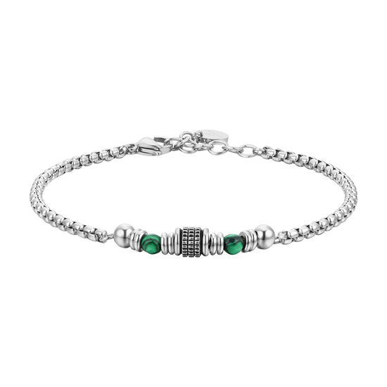 PULSERA DE ACERO MALAQUITA VERDE PARA HOMBRE