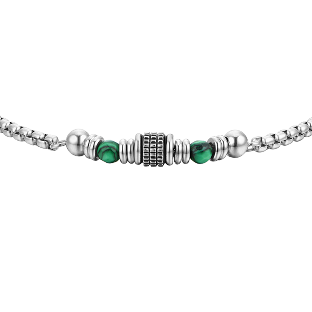 PULSERA DE ACERO MALAQUITA VERDE PARA HOMBRE