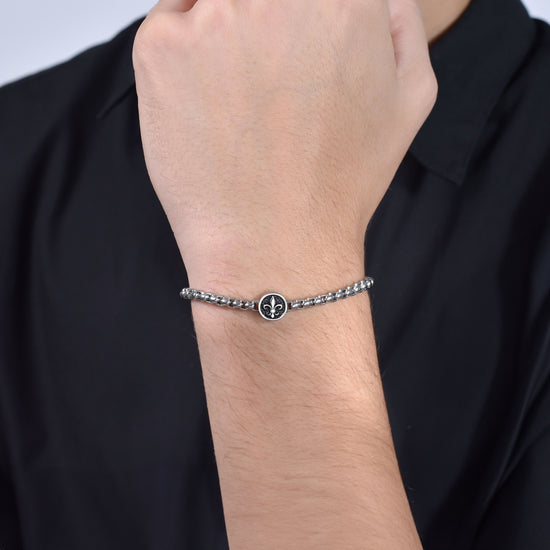 PULSERA DE ACERO PARA HOMBRE CON LIRIO