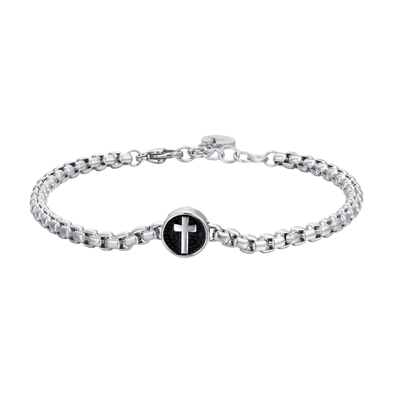 PULSERA DE ACERO PARA HOMBRE CON CRUZ