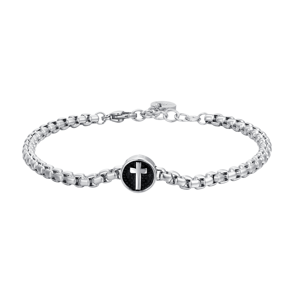 PULSERA DE ACERO PARA HOMBRE CON CRUZ
