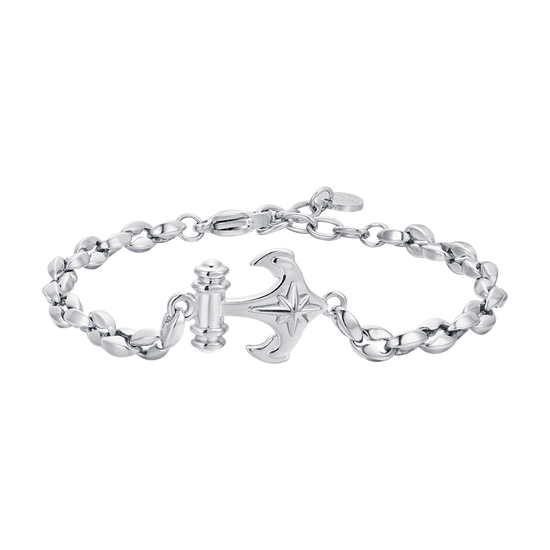 PULSERA DE ACERO CON ANCLA Y ROSA DE LOS VIENTOS PARA CABALLERO