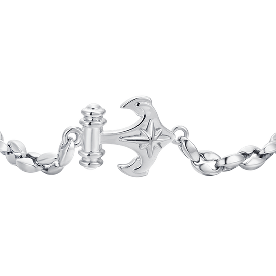 PULSERA DE ACERO CON ANCLA Y ROSA DE LOS VIENTOS PARA CABALLERO