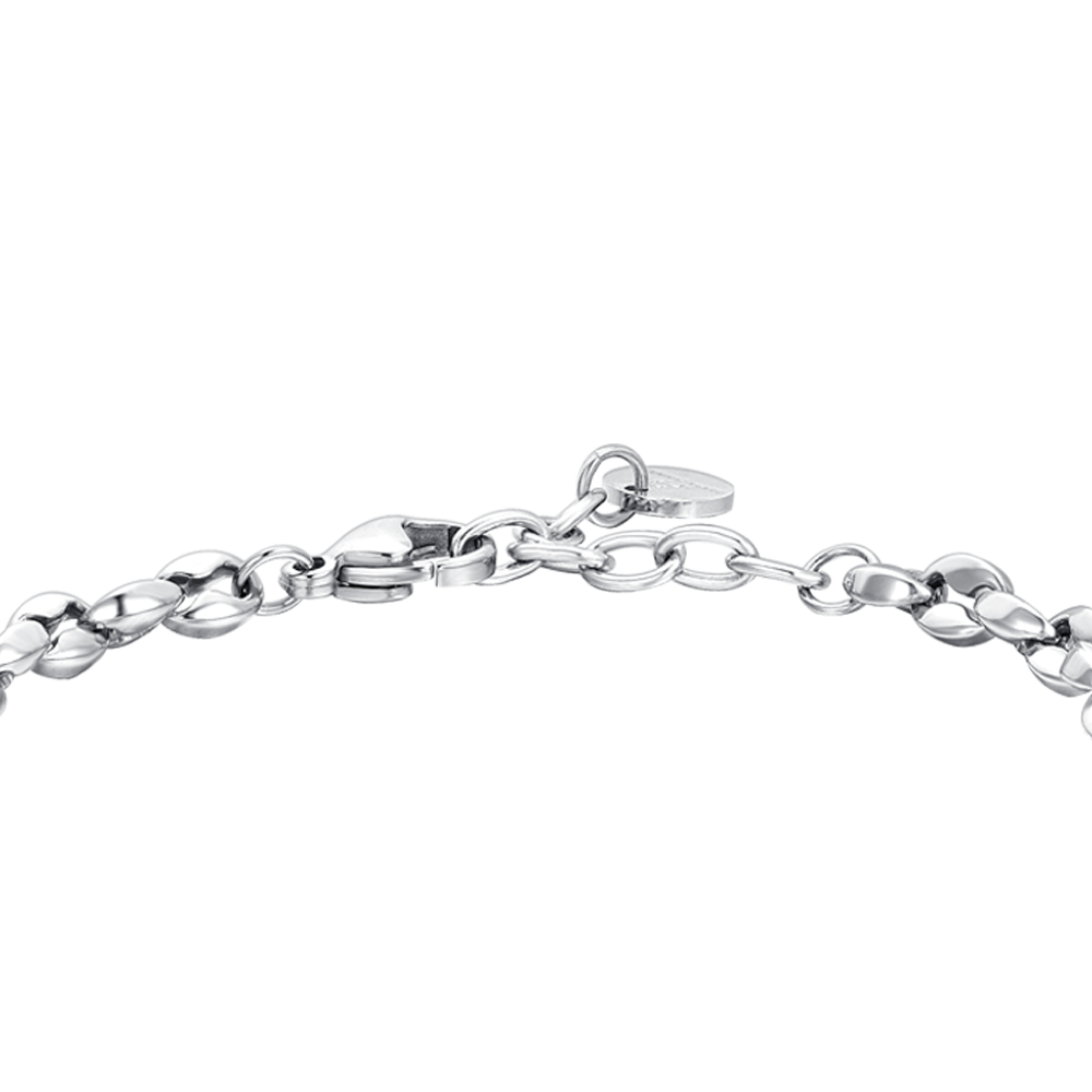 PULSERA DE HOMBRE DE ACERO CON ANCLA Y CRISTAL NEGRO