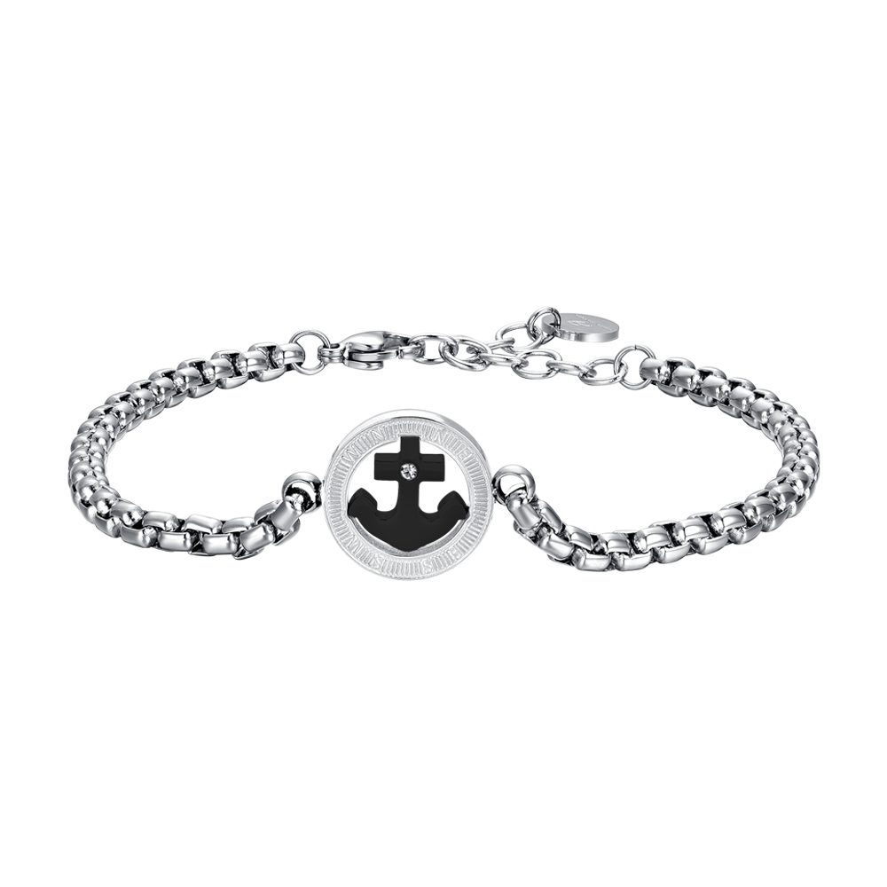 ANCLA DE ACERO PARA HOMBRE IP BRAZALETE NEGRO