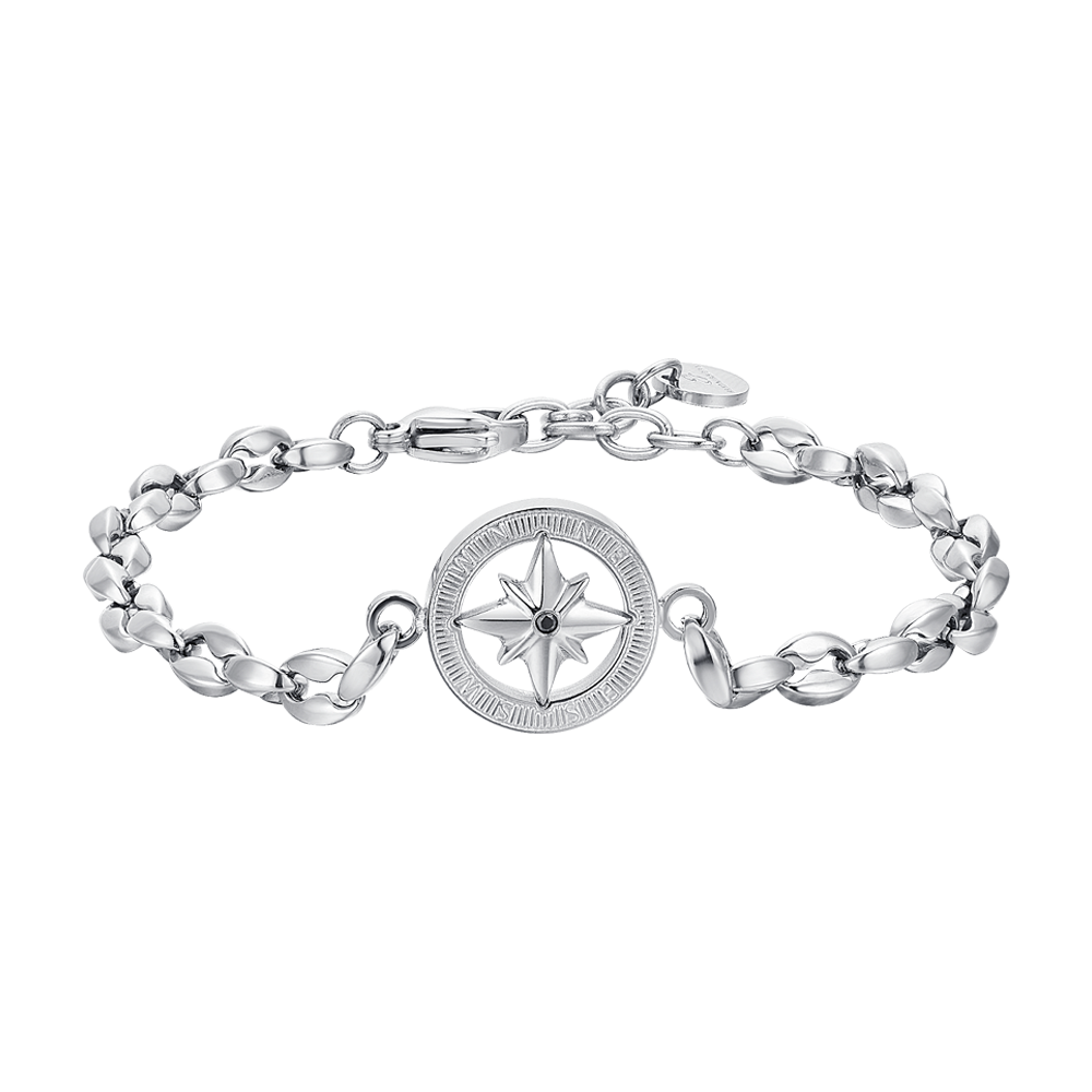 BRAZALETE DE ACERO PARA HOMBRE CON ROSA DE LOS VIENTOS