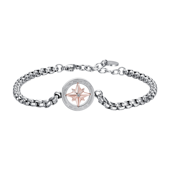 PULSERA ACERO HOMBRE CON ROSA IP ROSA DE LOS VIENTOS