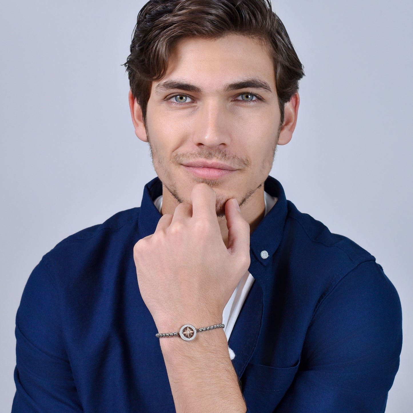 PULSERA ACERO HOMBRE CON ROSA IP ROSA DE LOS VIENTOS