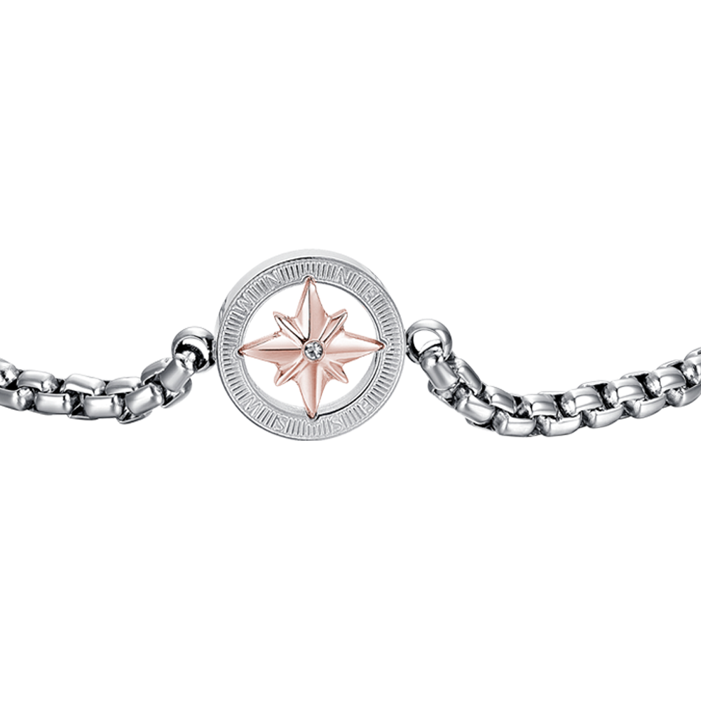 PULSERA ACERO HOMBRE CON ROSA IP ROSA DE LOS VIENTOS