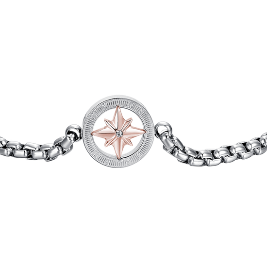 PULSERA ACERO HOMBRE CON ROSA IP ROSA DE LOS VIENTOS