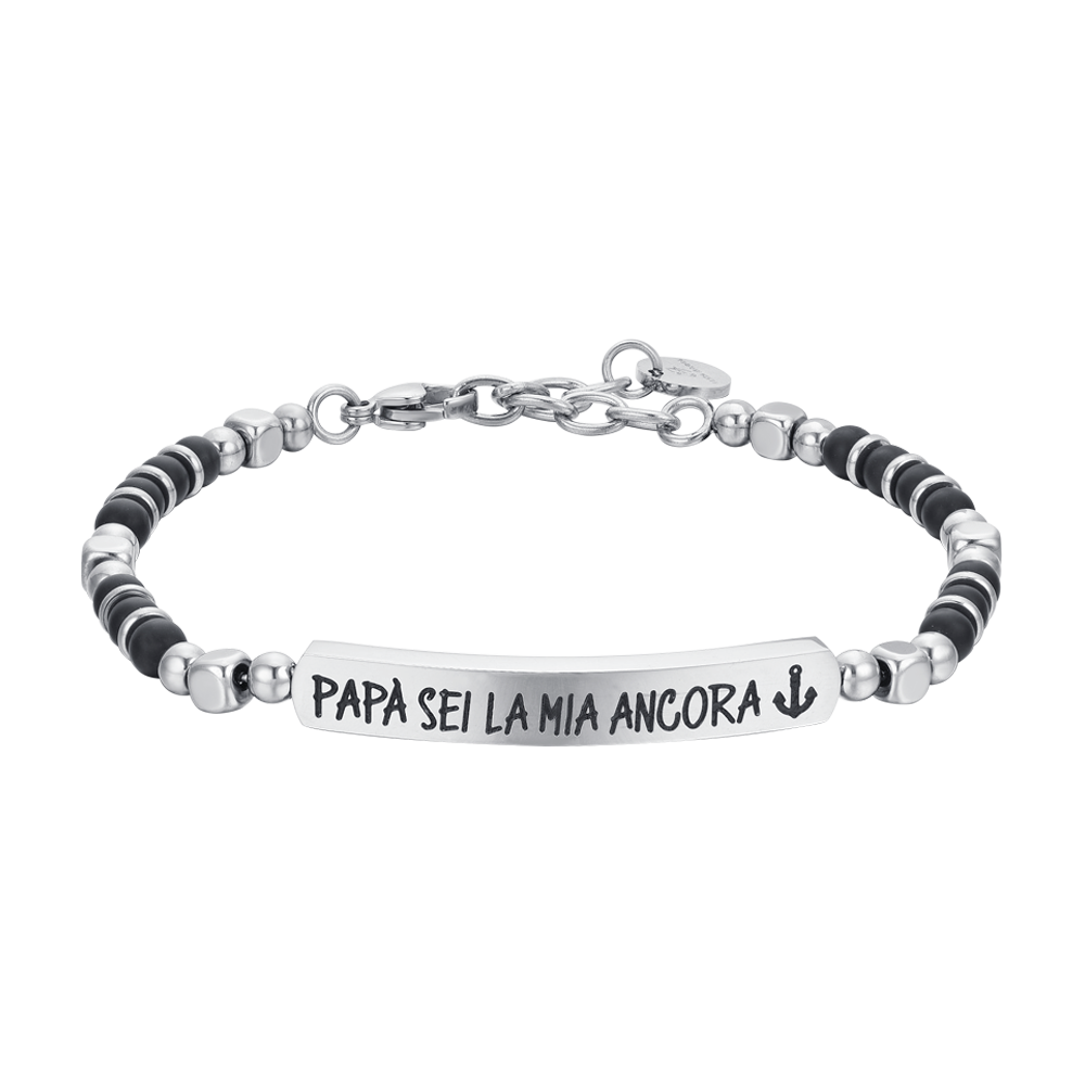 BRACCIALE UOMO IN ACCIAIO PAPA' SEI LA MIA ANCORA