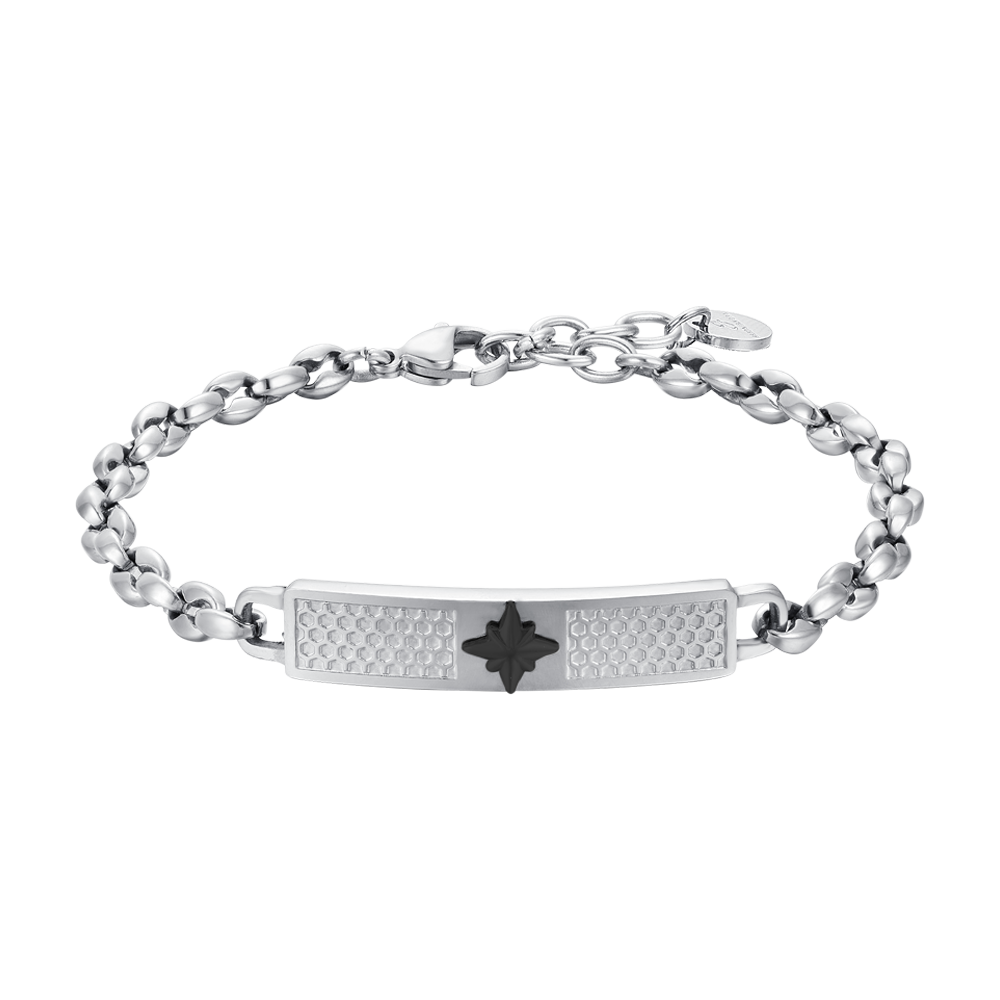 BRAZALETE DE ACERO PARA CABALLERO CON ROSA DE LOS VIENTOS