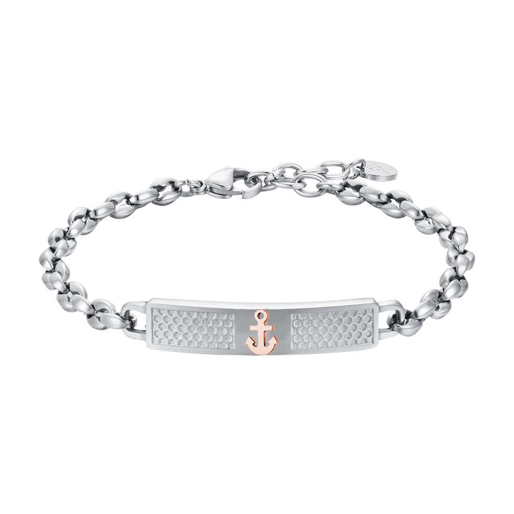 PULSERA DE ACERO PARA HOMBRE CON ANCLA ROSA IP