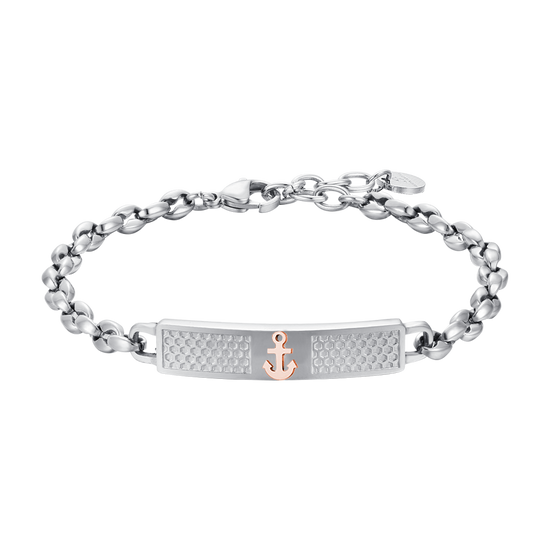 PULSERA DE ACERO PARA HOMBRE CON ANCLA ROSA IP