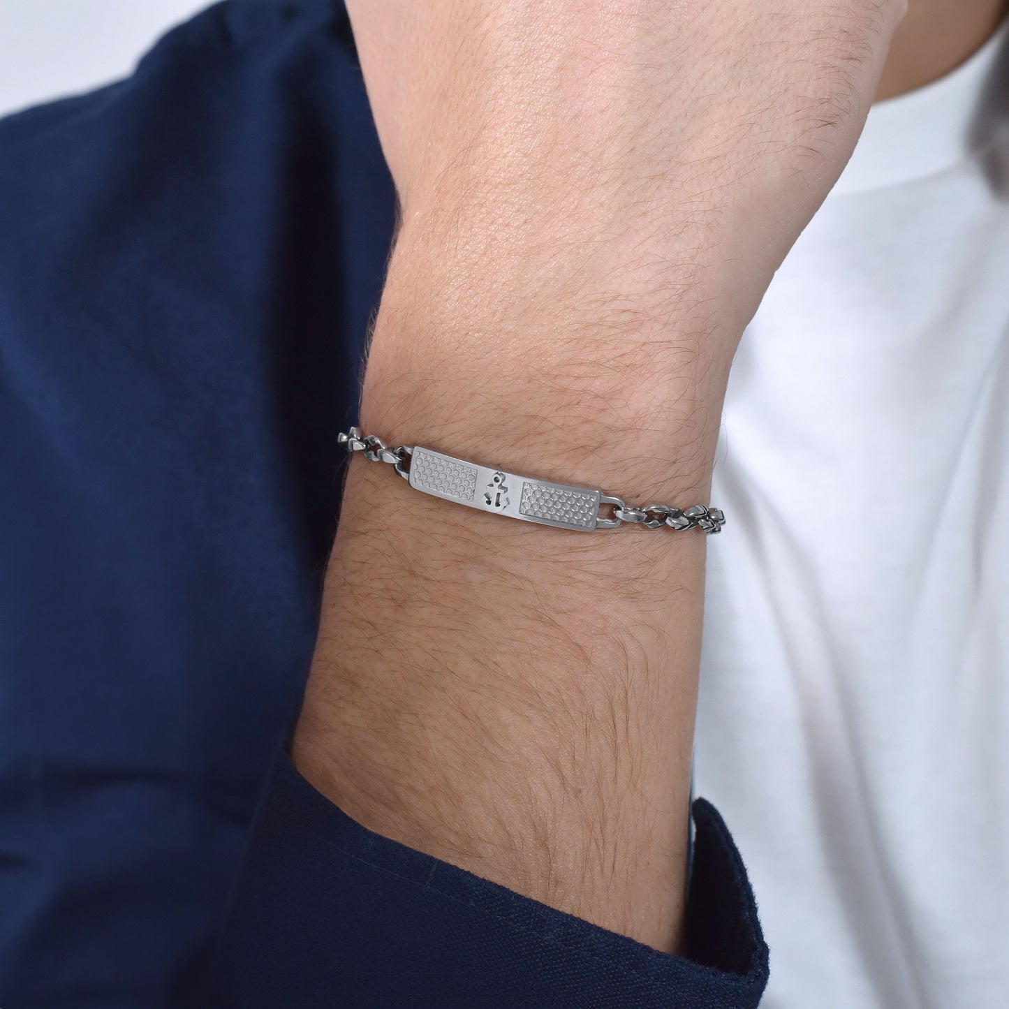 PULSERA DE ACERO PARA HOMBRE CON ANCLA ROSA IP