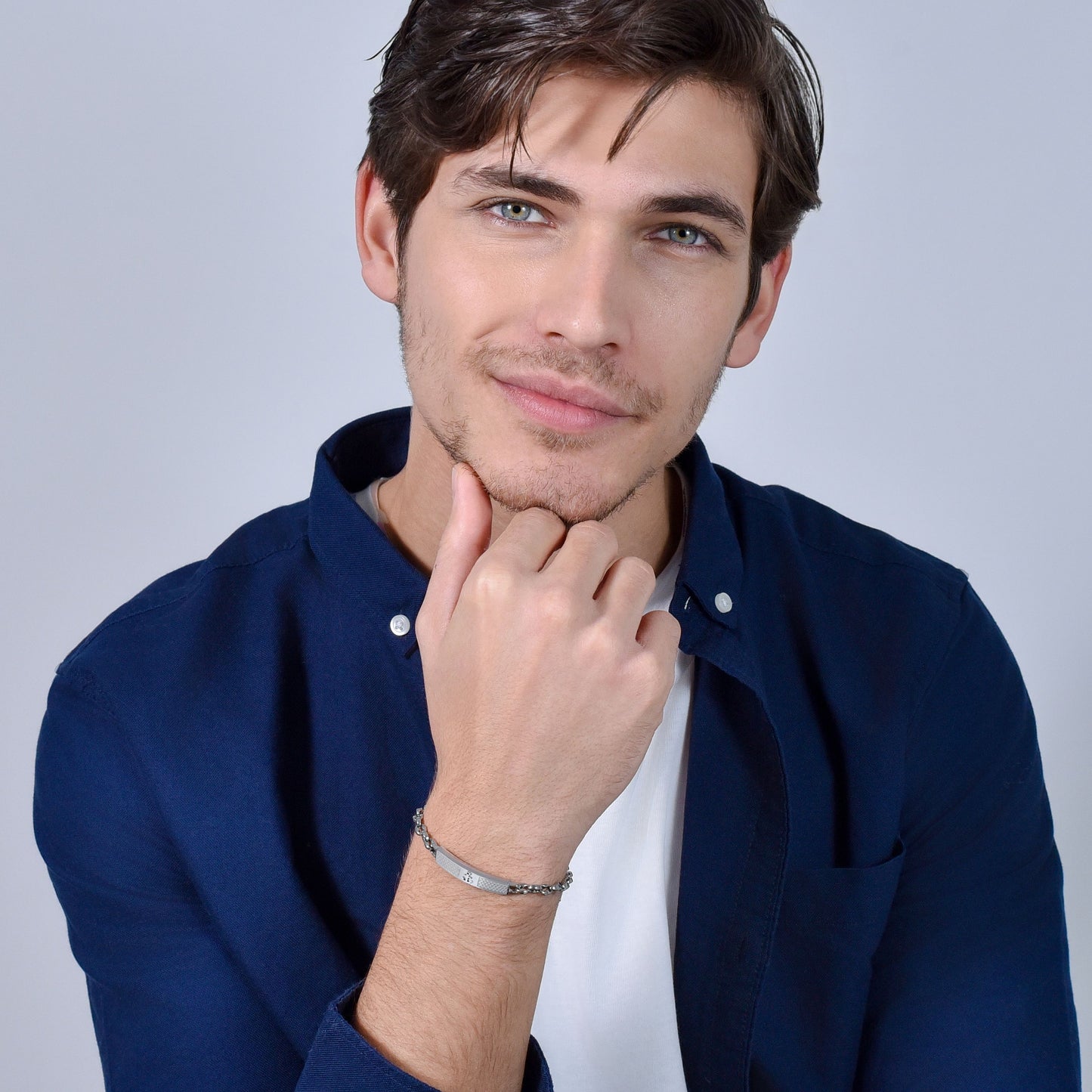 PULSERA DE ACERO PARA HOMBRE CON ANCLA ROSA IP