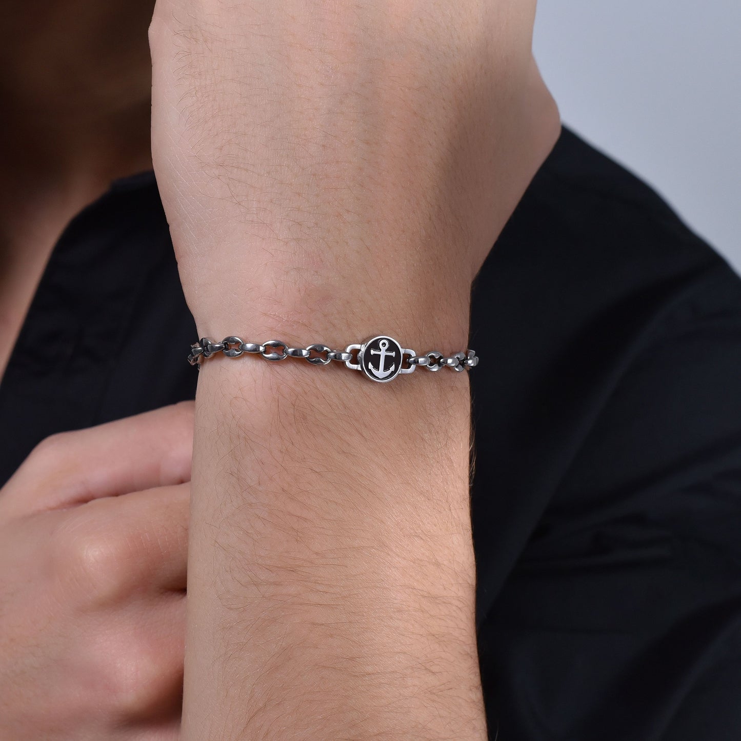 PULSERA DE ACERO PARA HOMBRE CON ANCLA
