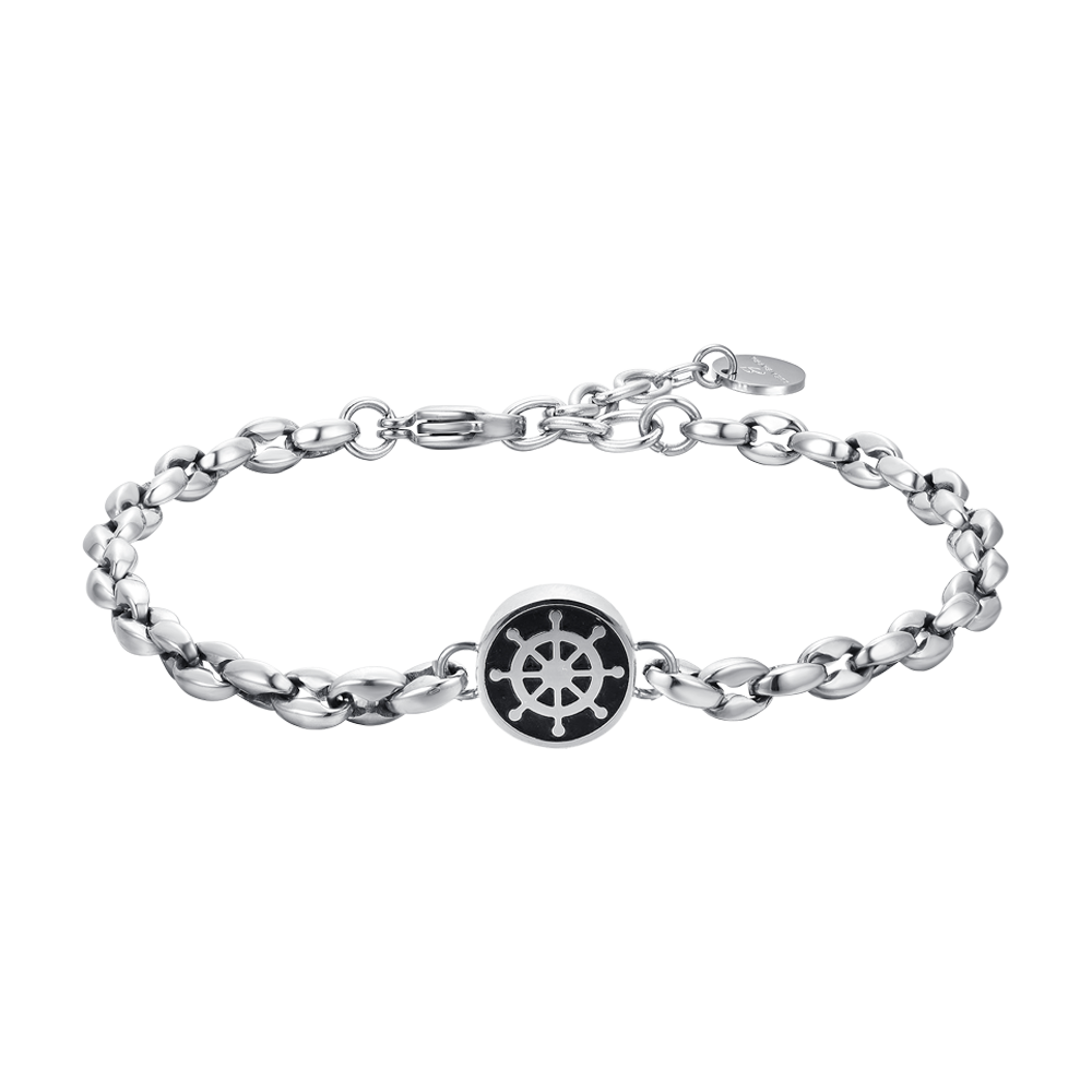 BRAZALETE DE ACERO PARA HOMBRE CON TIMÓN