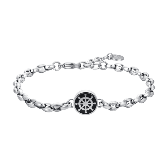 BRAZALETE DE ACERO PARA HOMBRE CON TIMÓN