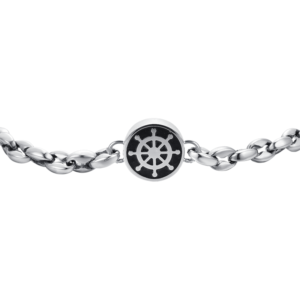 BRAZALETE DE ACERO PARA HOMBRE CON TIMÓN