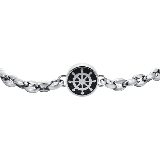 BRAZALETE DE ACERO PARA HOMBRE CON TIMÓN