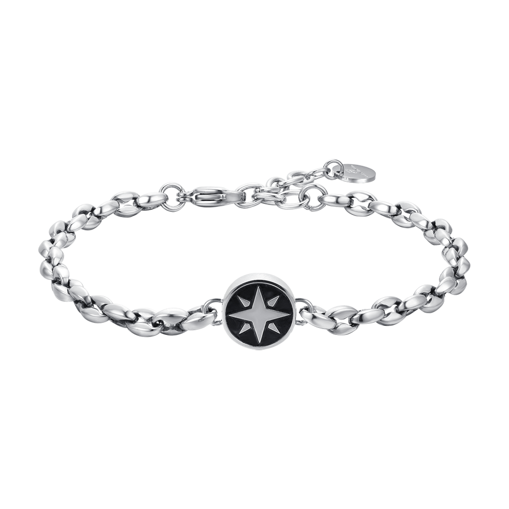 BRAZALETE DE ACERO PARA HOMBRE CON ROSA DE LOS VIENTOS