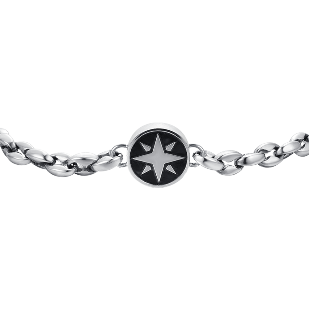 BRAZALETE DE ACERO PARA HOMBRE CON ROSA DE LOS VIENTOS