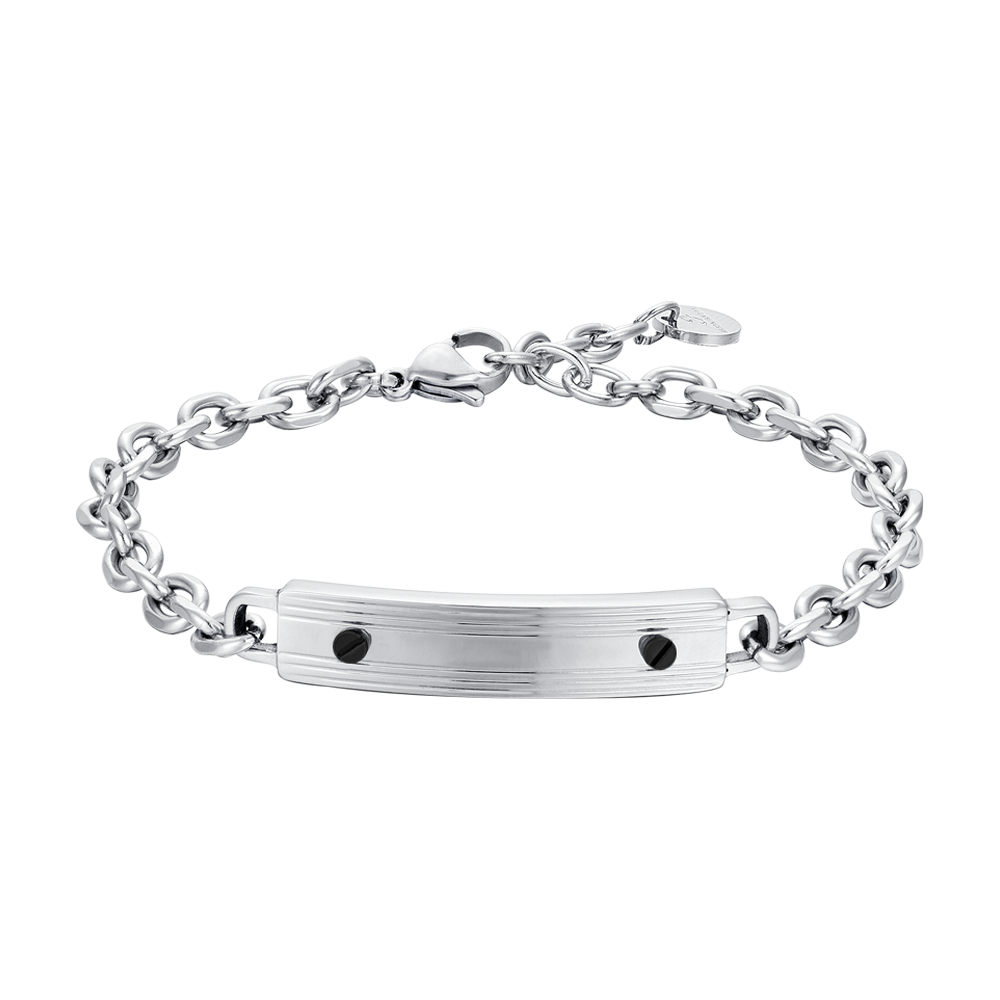 PULSERA DE ACERO PARA HOMBRE CON ELEMENTOS NEGROS