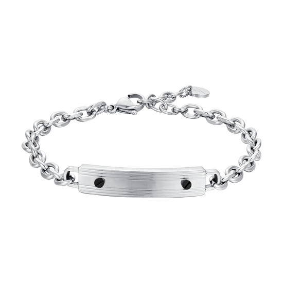 PULSERA DE ACERO PARA HOMBRE CON ELEMENTOS NEGROS