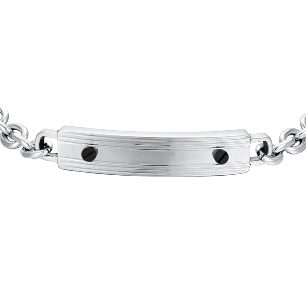 PULSERA DE ACERO PARA HOMBRE CON ELEMENTOS NEGROS