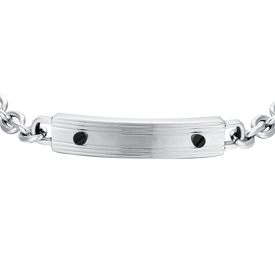 PULSERA DE ACERO PARA HOMBRE CON ELEMENTOS NEGROS