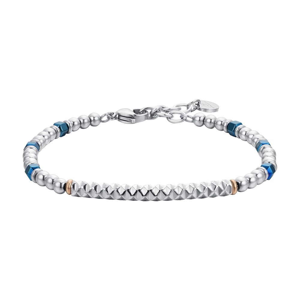 PULSERA DE HOMBRE DE ACERO HEMATITES AZUL