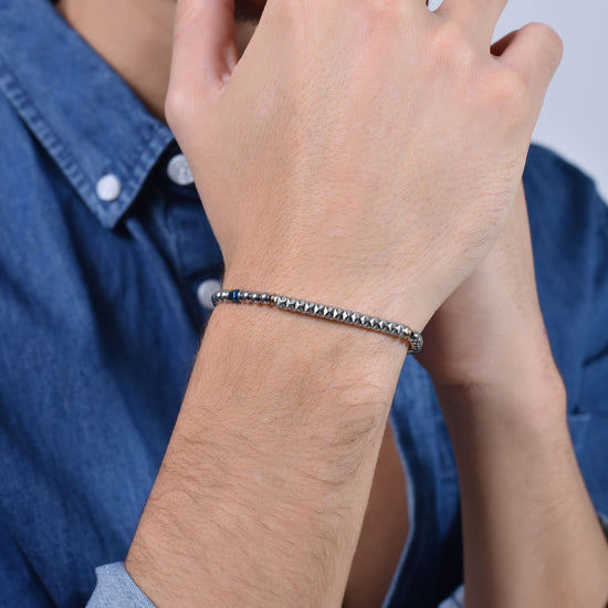 PULSERA DE HOMBRE DE ACERO HEMATITES AZUL