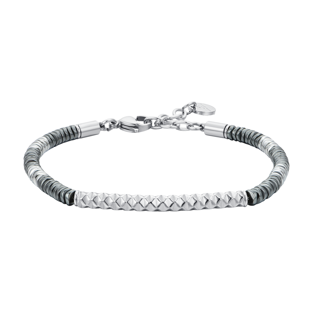 BRAZALETE DE ACERO HEMATITES GRIS PARA HOMBRE