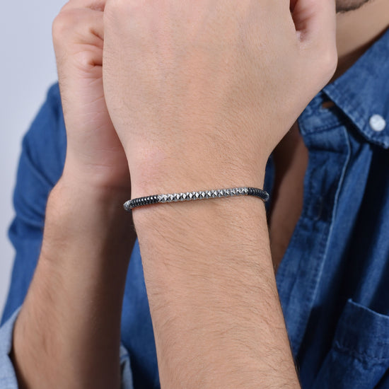 BRAZALETE DE ACERO HEMATITES GRIS PARA HOMBRE
