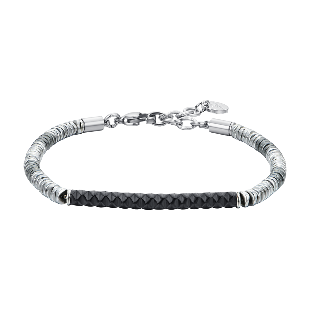 HOMBRE PLACA DE ACERO IP BRAZALETE NEGRO