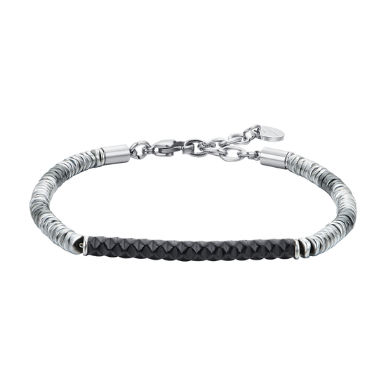 HOMBRE PLACA DE ACERO IP BRAZALETE NEGRO