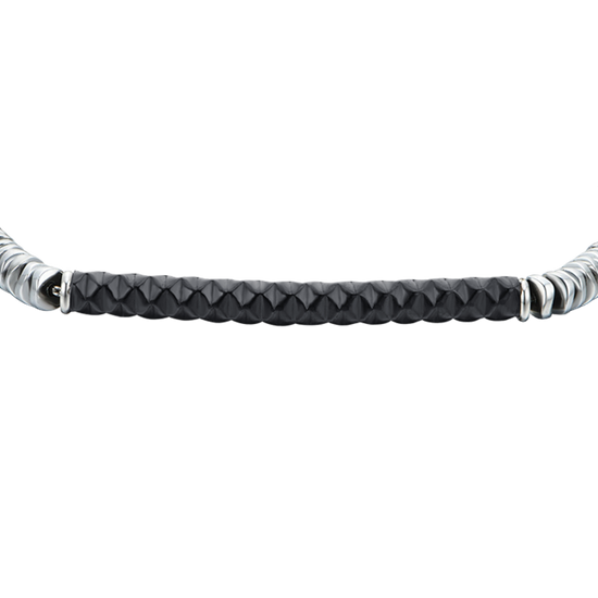 HOMBRE PLACA DE ACERO IP BRAZALETE NEGRO