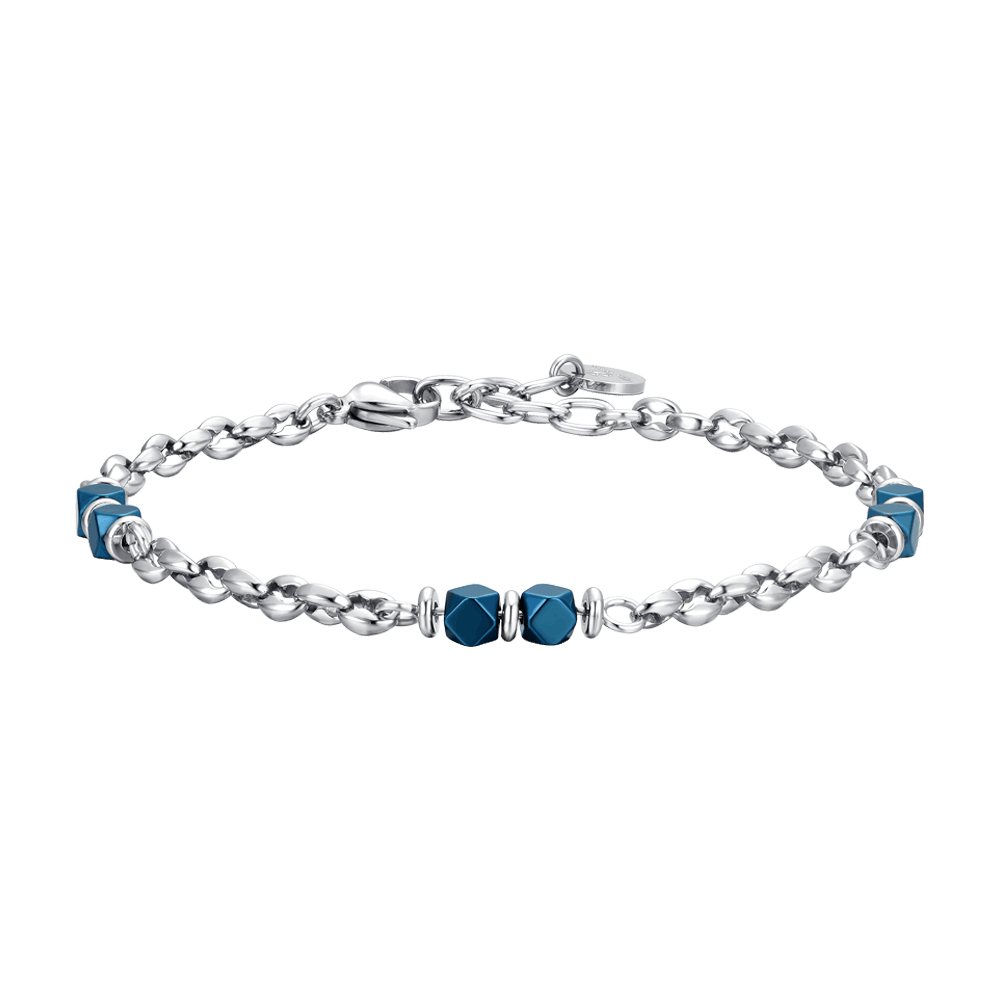 PULSERA DE HOMBRE DE ACERO HEMATITES AZUL